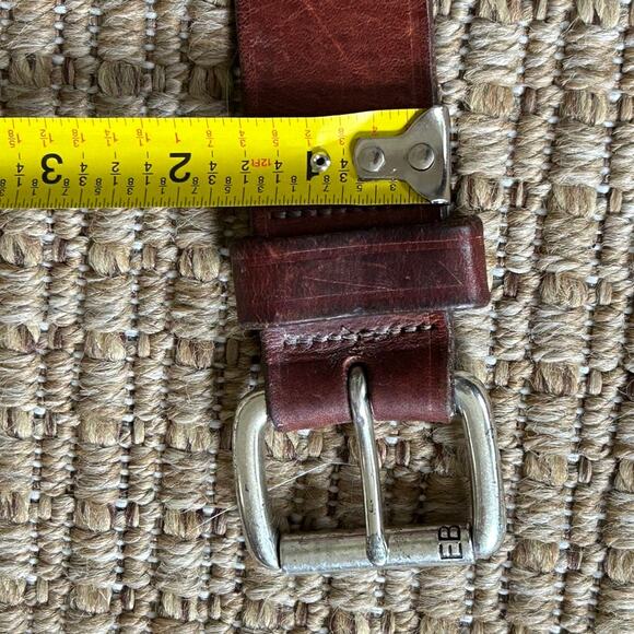 Vintage 70s Dark Brown Leather Belt Silver Tone Buckle main image 5